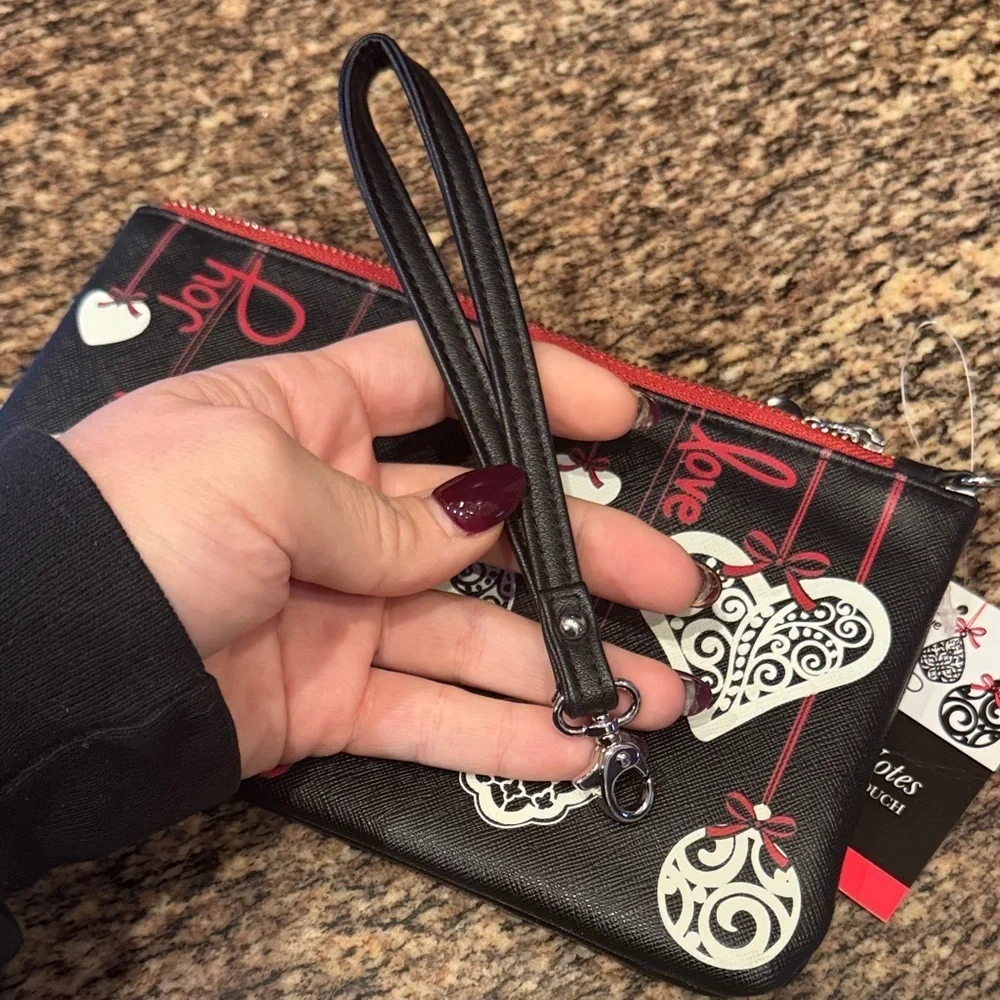 Brighton Black and Red Heart Design Wristlet